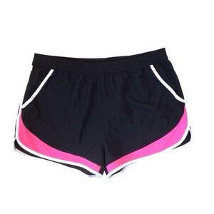 Jennifer Lauren Black Running Shorts with Pink & White Trim | Women’s Size XL